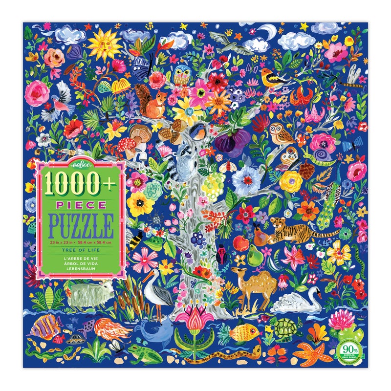 eeBoo: Piece and Love Tree of Life 1000-piece square adult Jigsaw Puzzle  Jigsaw Puzzle for Adults and Families  includes Glossy  Sturdy Pieces and Minimal Puzzle Dust - Image 1